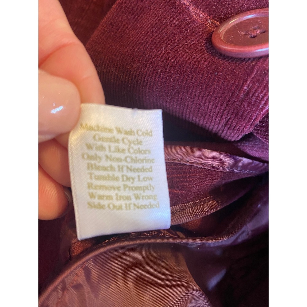 Caslon Womens Burgundy Corduroy Blazer Jacket Elbow Patches Wine Vintage L - Picture 7 of 7